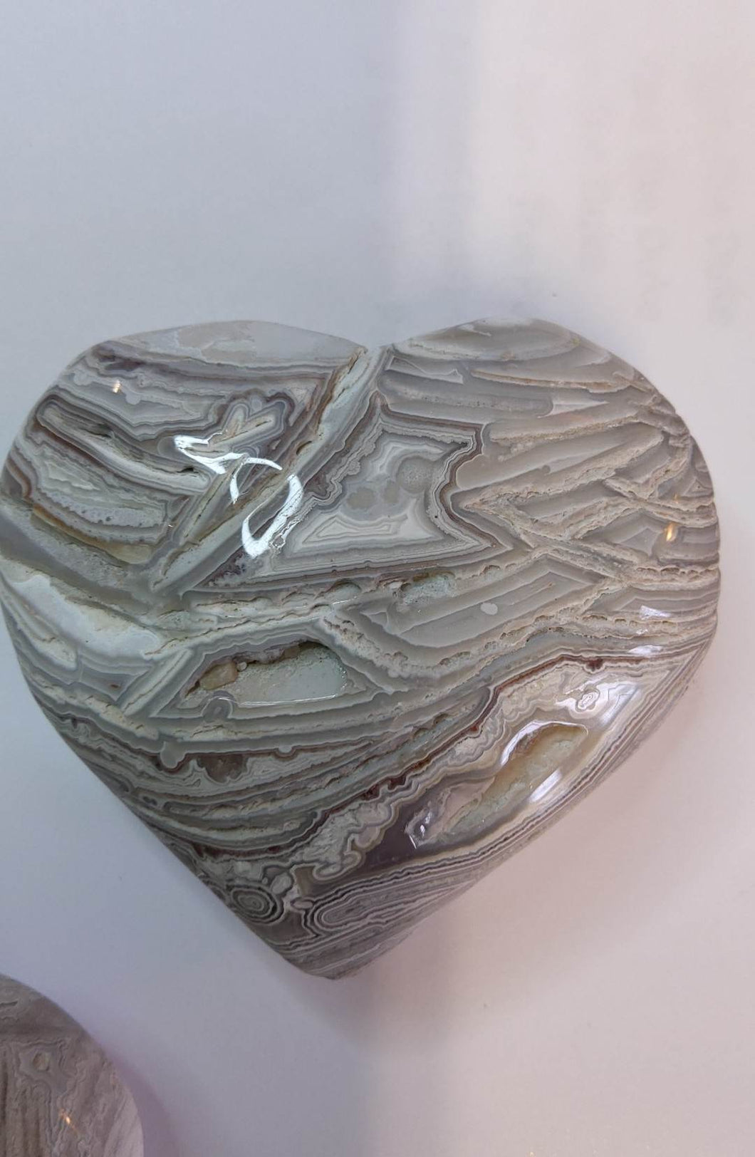 White Laced Agate Heart